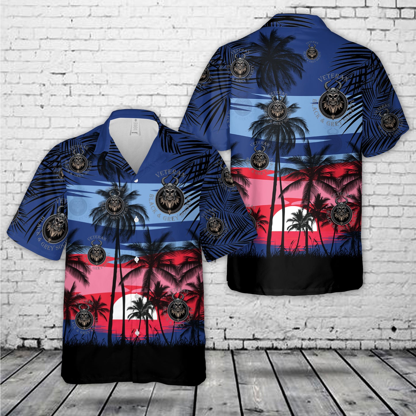 Veteran Black & Grey Society Hawaiian Shirt