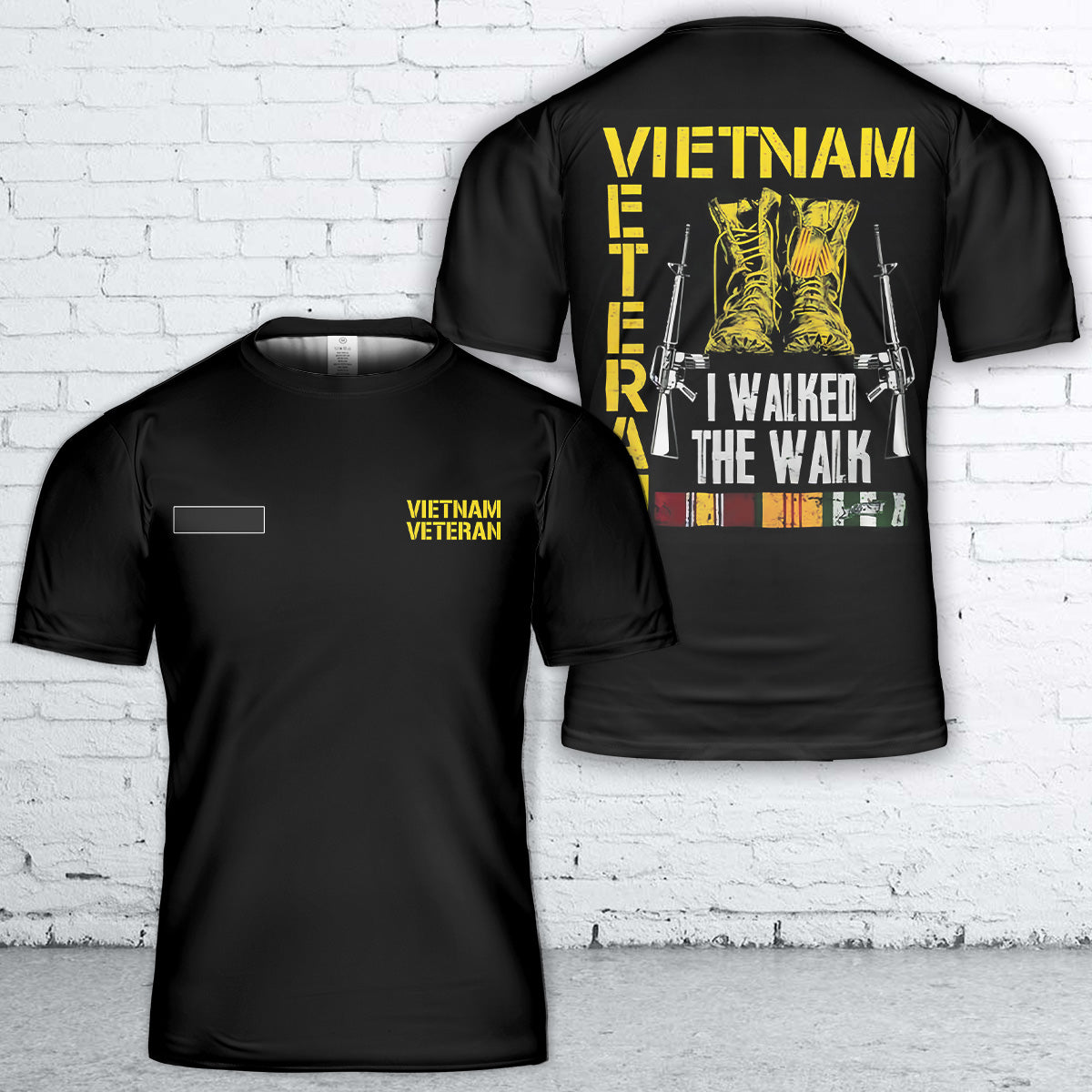 Custom Name Veteran Vets Vietnam Veteran Us Flag With Combat Boots Patriotic T-Shirt 3D
