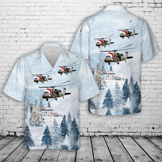 Vietnam Era UH-60 Blackhawk Helicopter Christmas Hawaiian Shirt