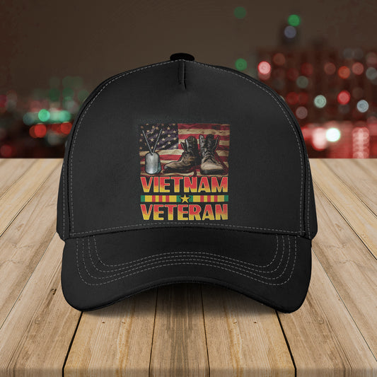 Vietnam Veteran US Flag With Combat Boots Patriotic Baseball Cap