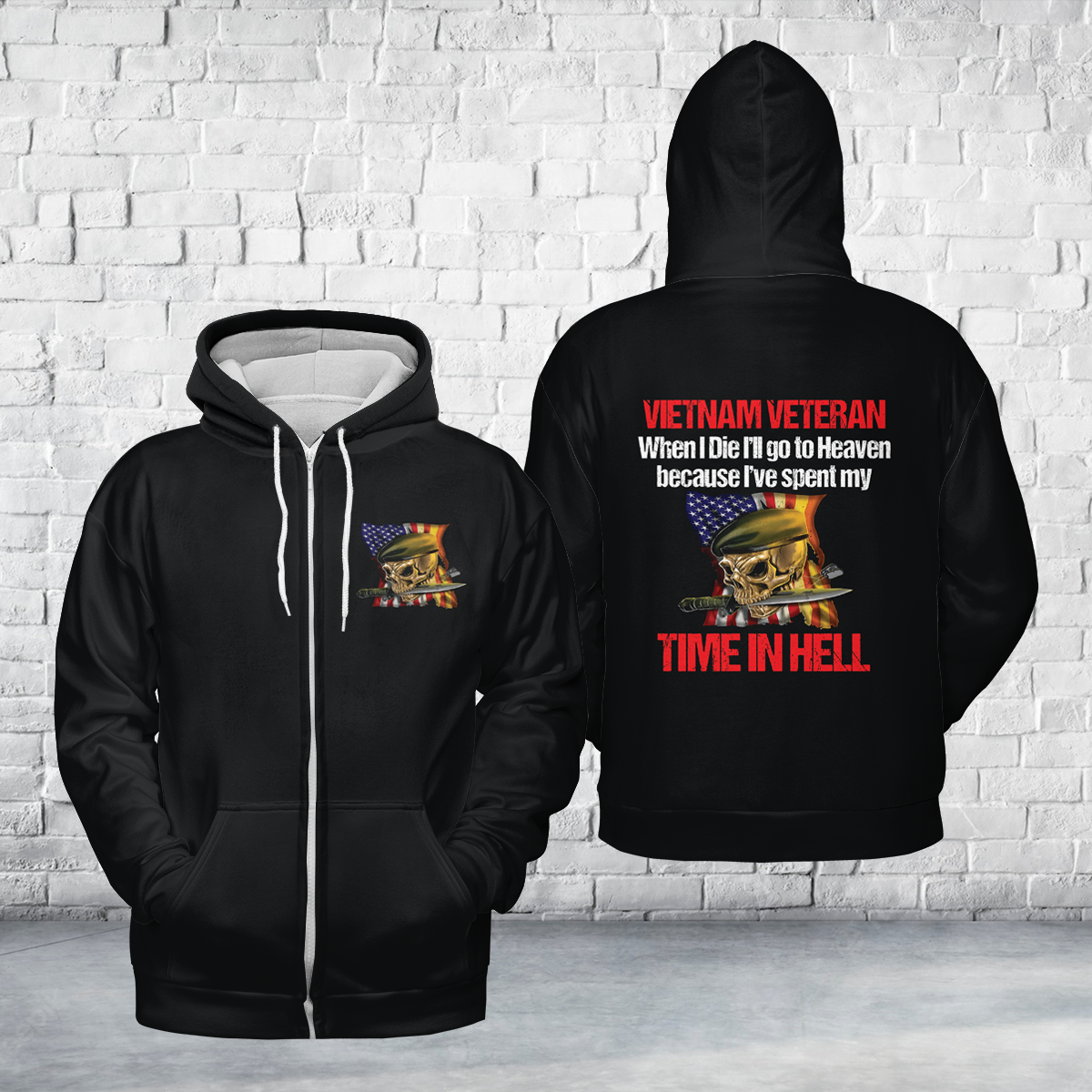 Vietnam Veteran When I Die I Will Go To Heaven AOP Zip Hoodie (Lightweight)