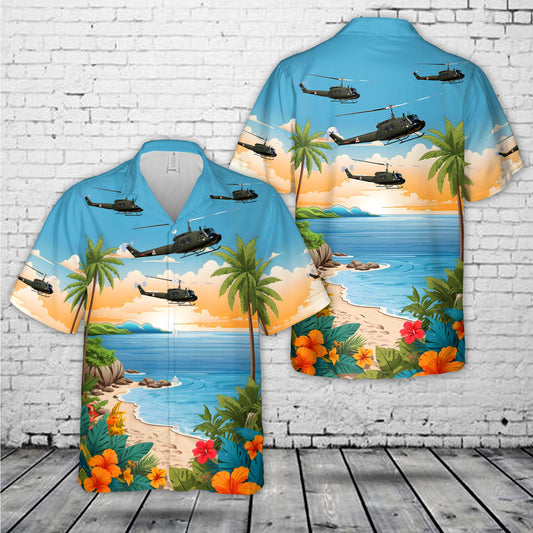Vietnam War Bell UH-1H Iroquois Huey G-HUEY Helicopter Hawaiian Shirt