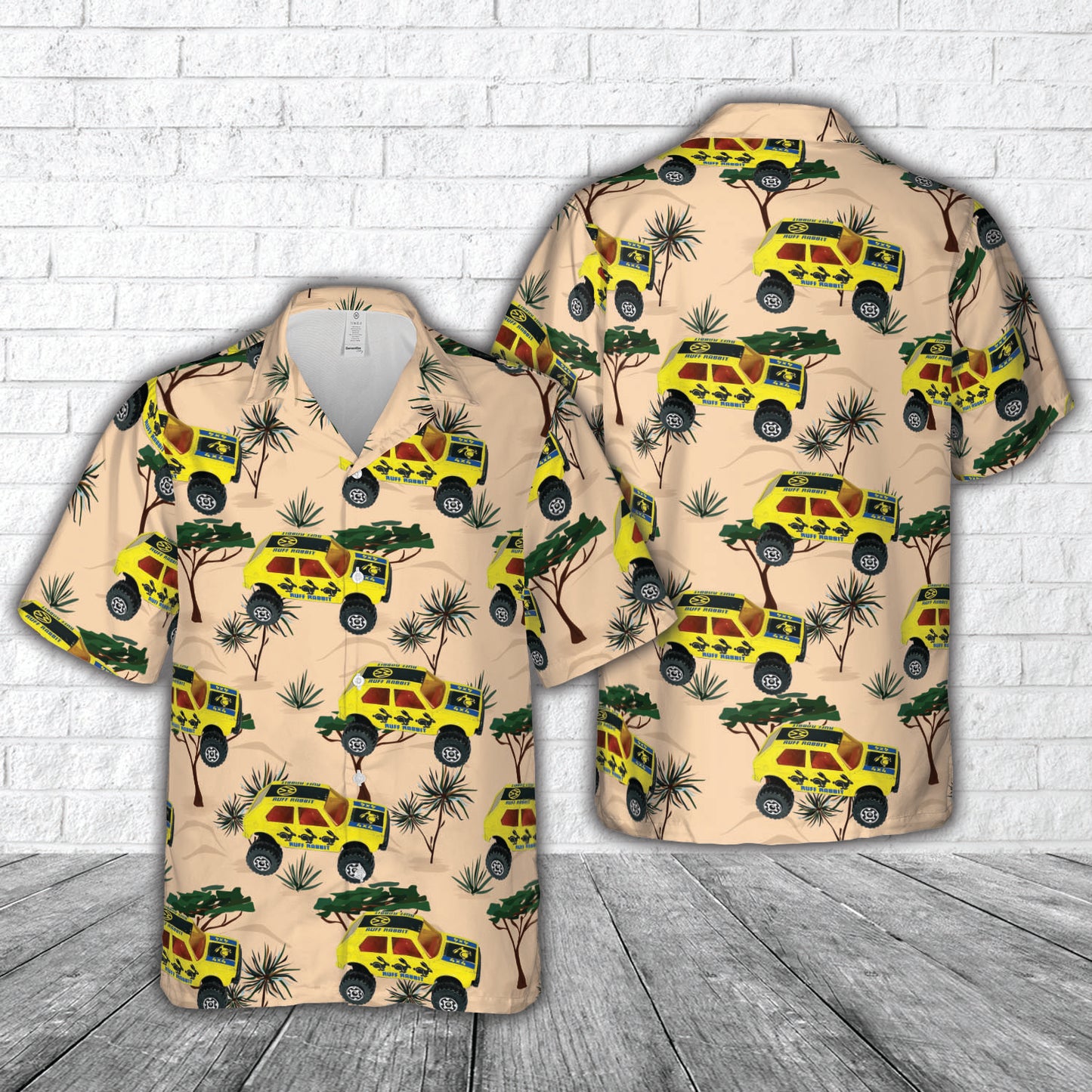 Vintage 1981 Romping Rabbit RUFF RABBIT 4X4 Yellow Hawaiian Shirt