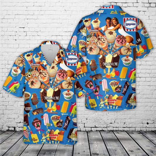 Vintage 90s Ice Cream Beach Hawaiian Shirt