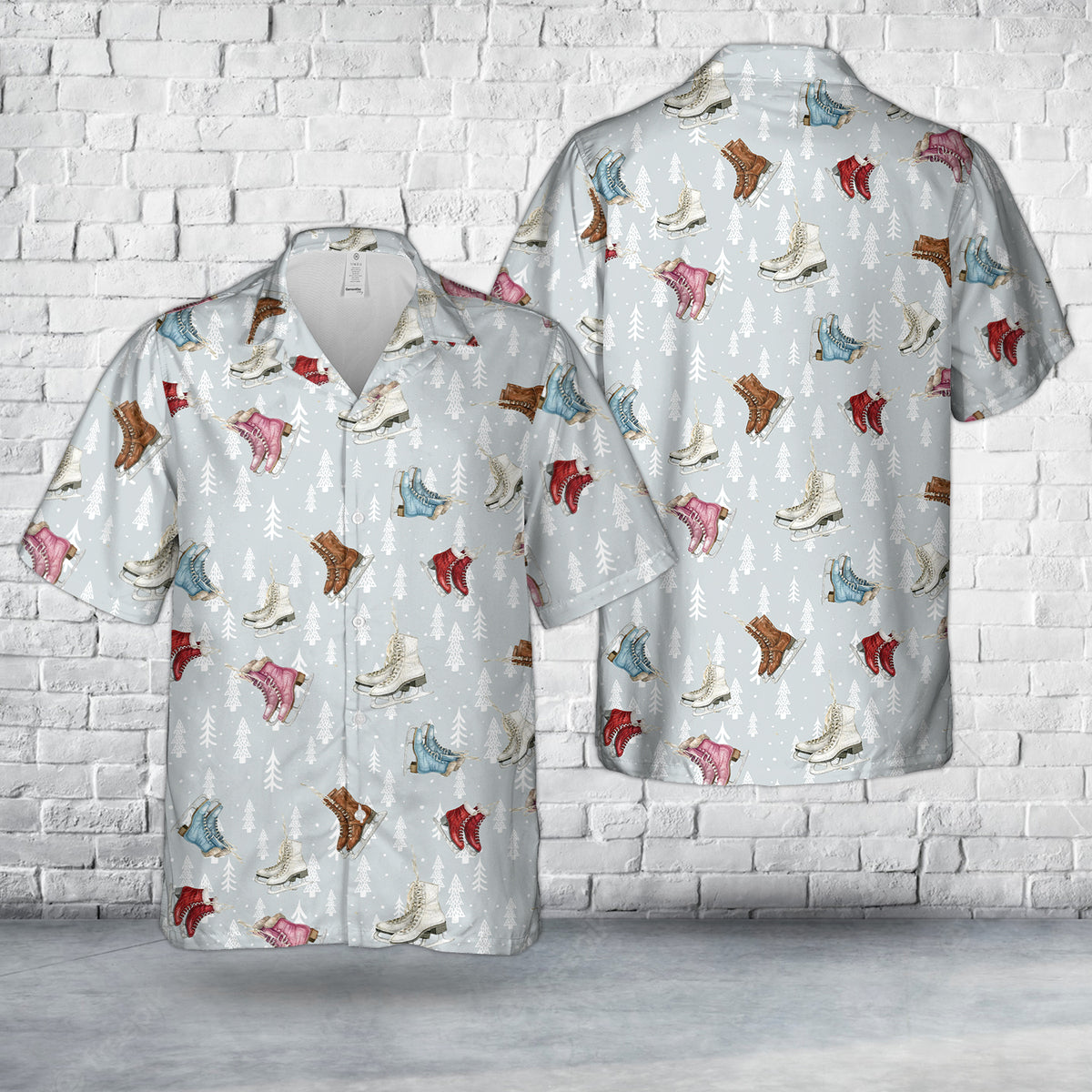 Vintage Christmas ice skates Christmas Hawaiian Shirt