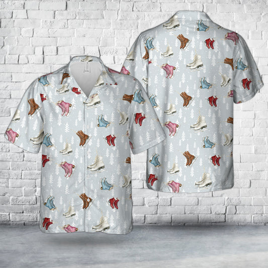 Vintage Christmas ice skates Christmas Hawaiian Shirt