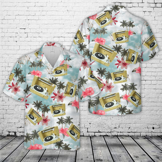 Vintage General Electric GE Wildcat Portable Phonograph Record Player V934P 1970's Hawaiian Shirt