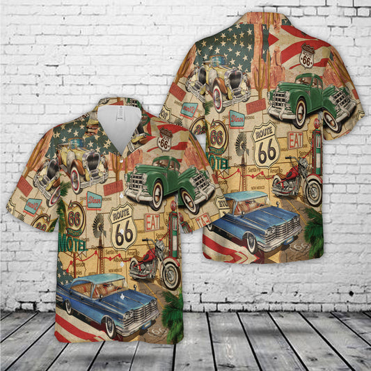 Vintage Route 66 Hawaiian Shirt