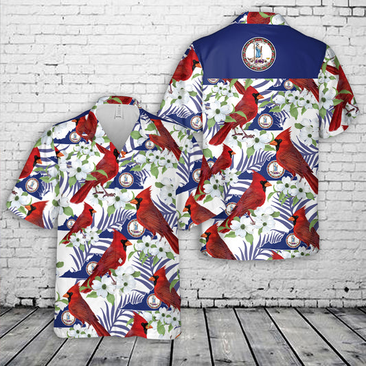 Virginia State Bird and Flower Cardinal & Flowering Dogwood Hawaiian Shirt