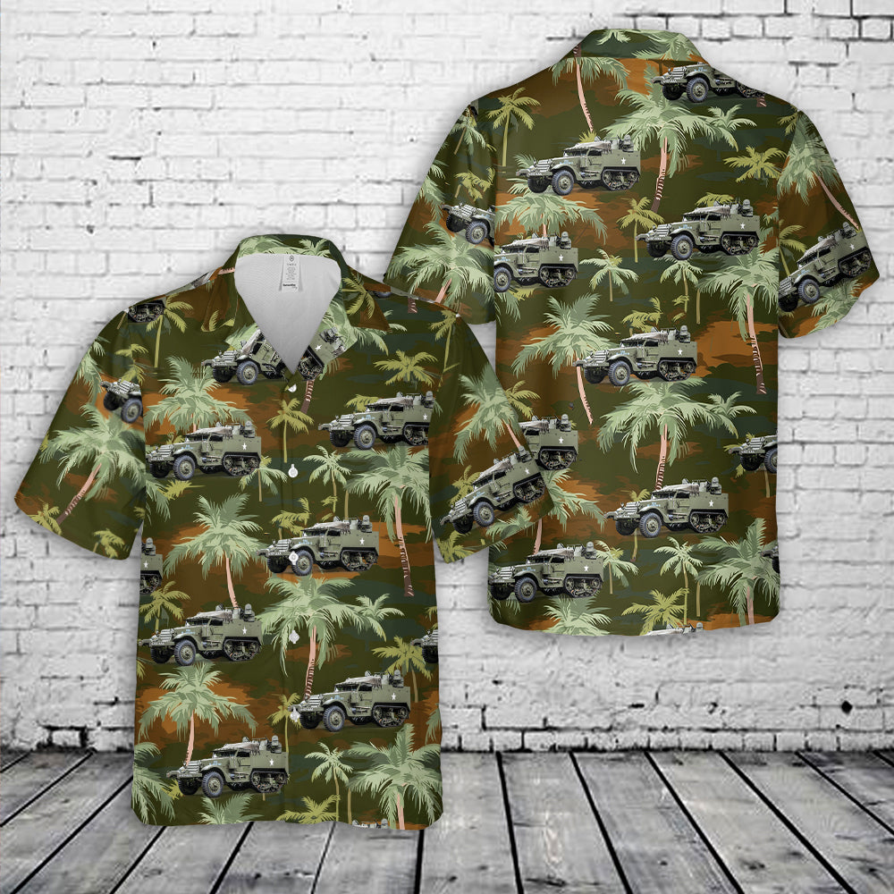 WW2-Era White M16 MGMC Half-Track Hawaiian Shirt