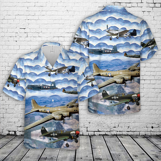 WW2 Warbirds American WW2 planes Hawaiian Shirt
