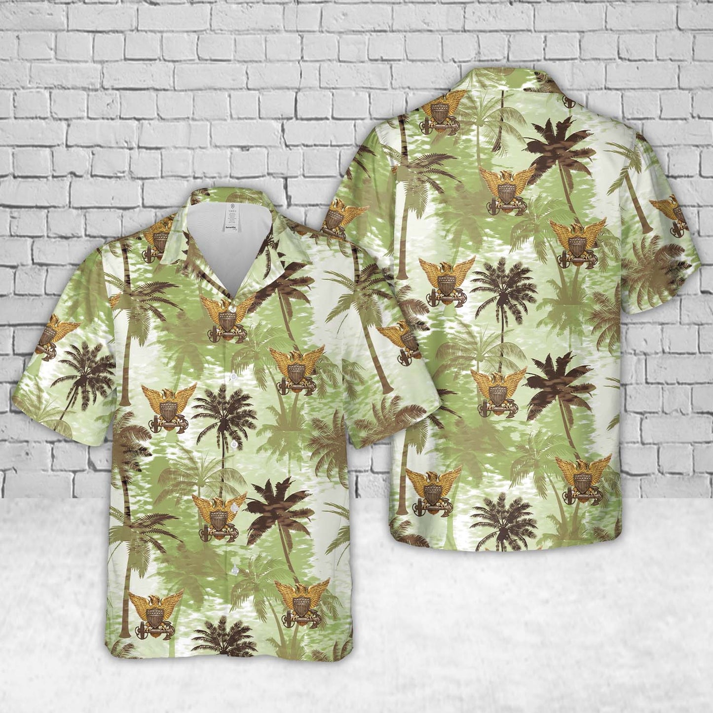 WWII USCG Coast Guard Officer Hat Badge Hawaiian Shirt