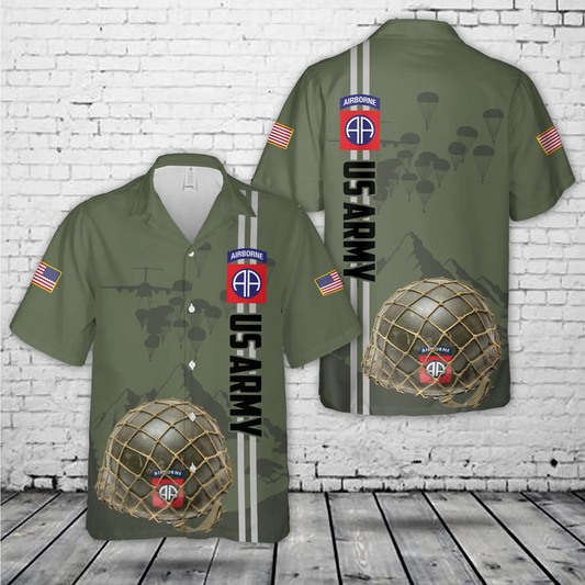 WWII US Army steel helmet, 82nd Airborne Hawaiian Shirt