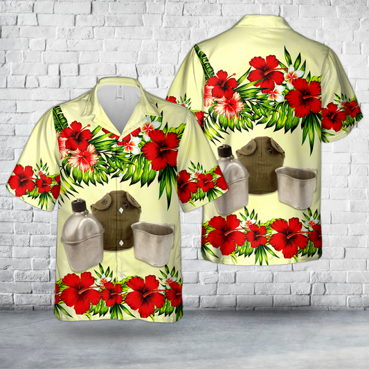 WWII US Water Canteen & Cup with Cover Hawaiian Shirt