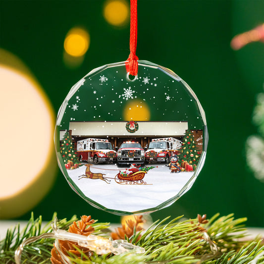 Waldorf, Maryland, EMS Station 3 - Waldorf Volunteer Fire Department Christmas Glass Ornament