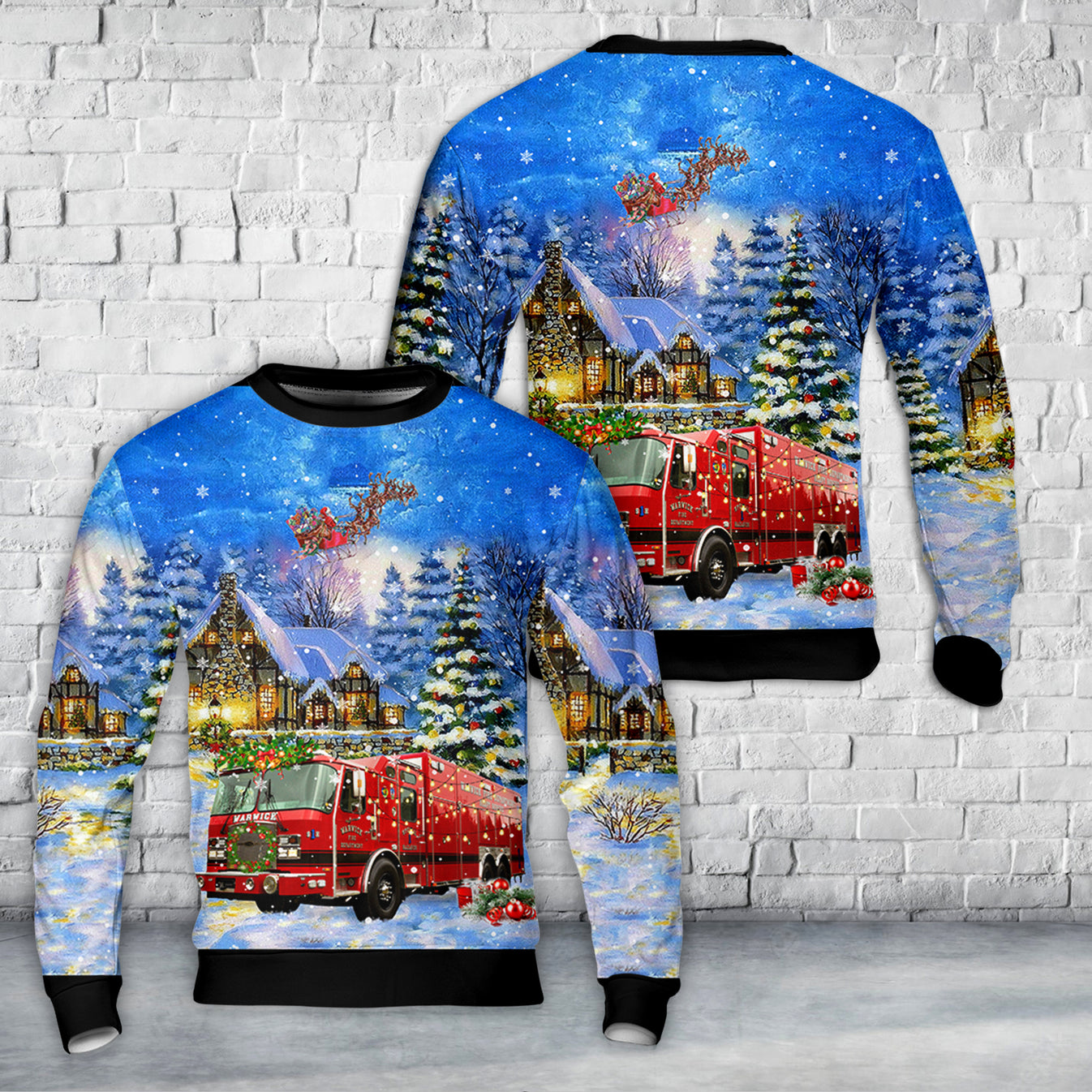 Warwick Rhode Island Fire Department Christmas AOP Sweater – Merch Gears