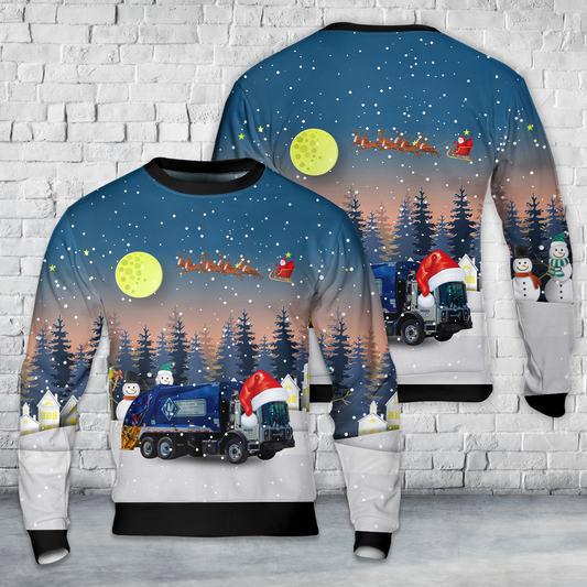Waste Connections Canada Garbage Truck AOP Christmas Sweater