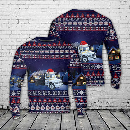 Waste Connections Hino Rack Truck AOP Christmas Sweater