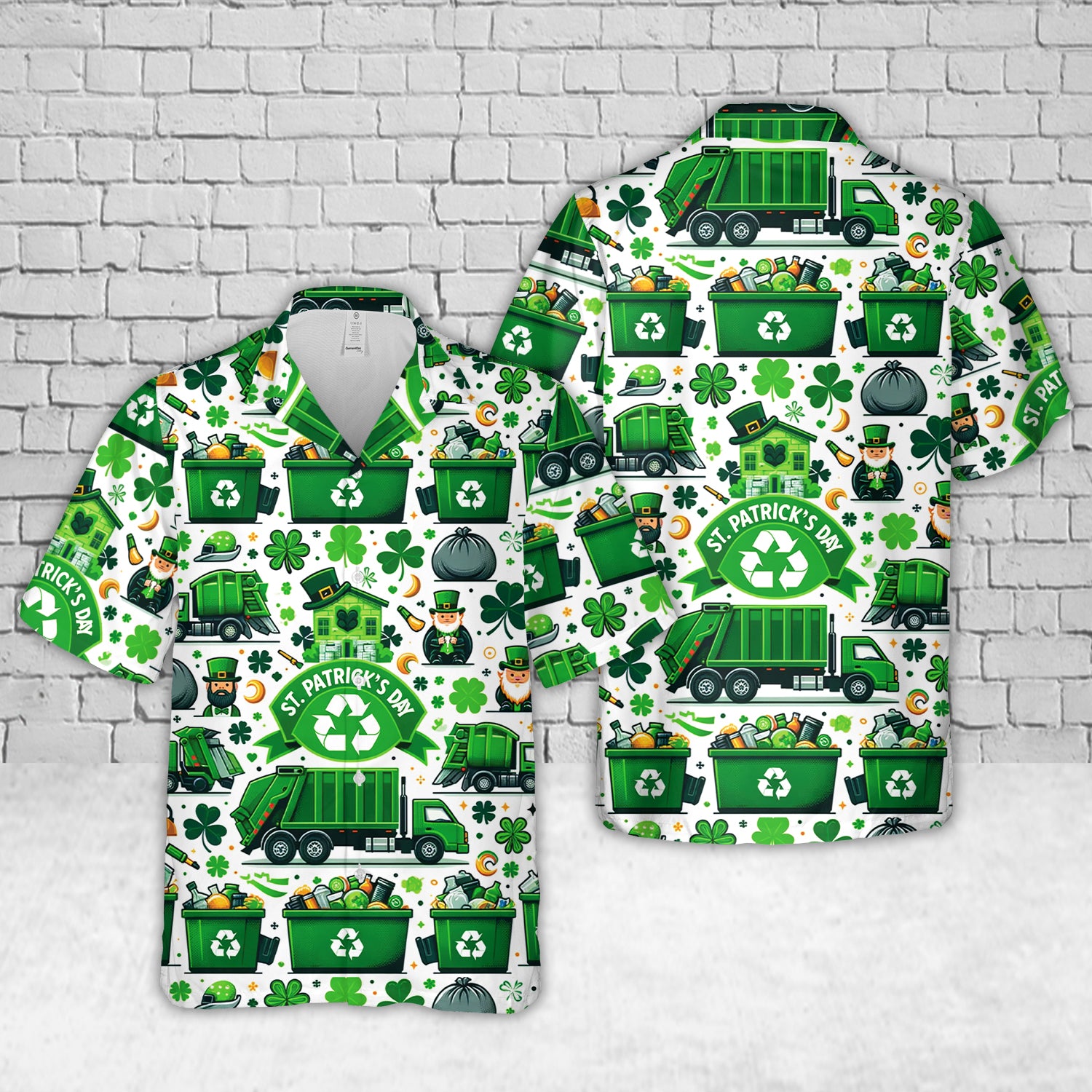 Waste Management St. Patrick's Day Hawaiian Shirt