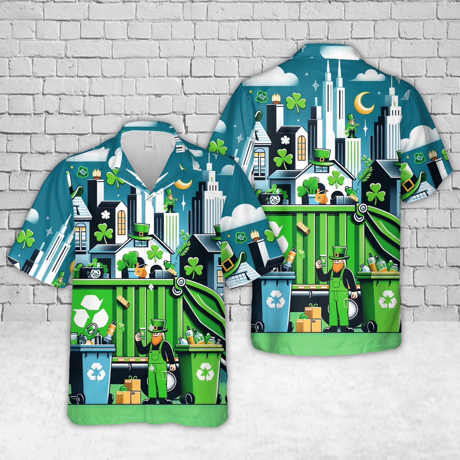 Waste Management St Patrick's Day Hawaiian Shirt