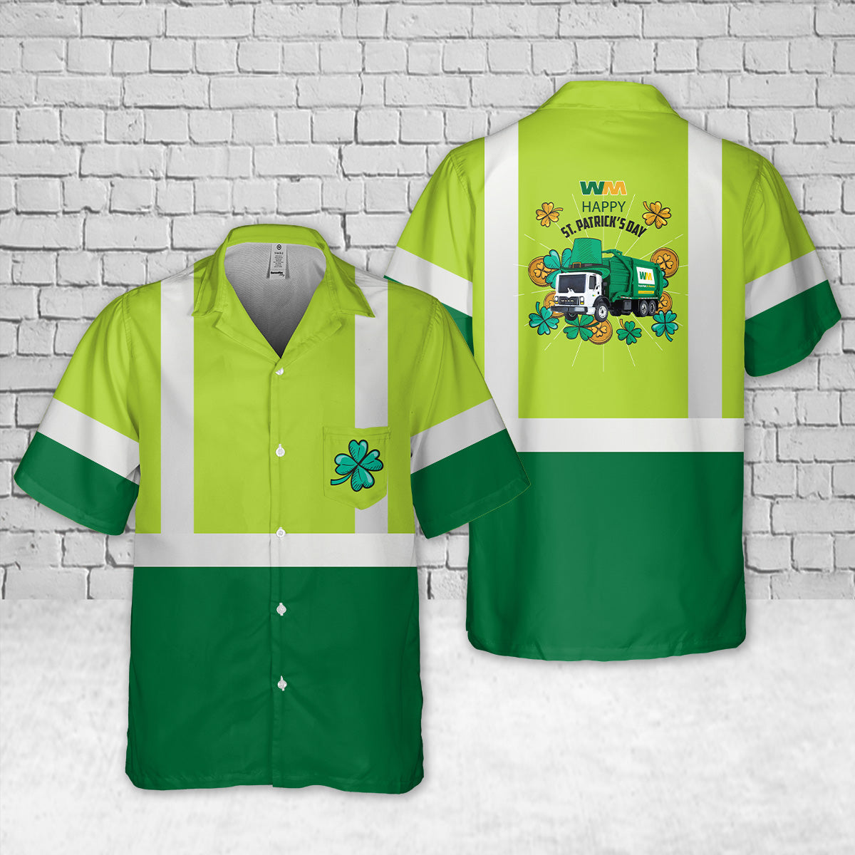 Waste Management St Patrick's Day Pocket Hawaiian Shirt