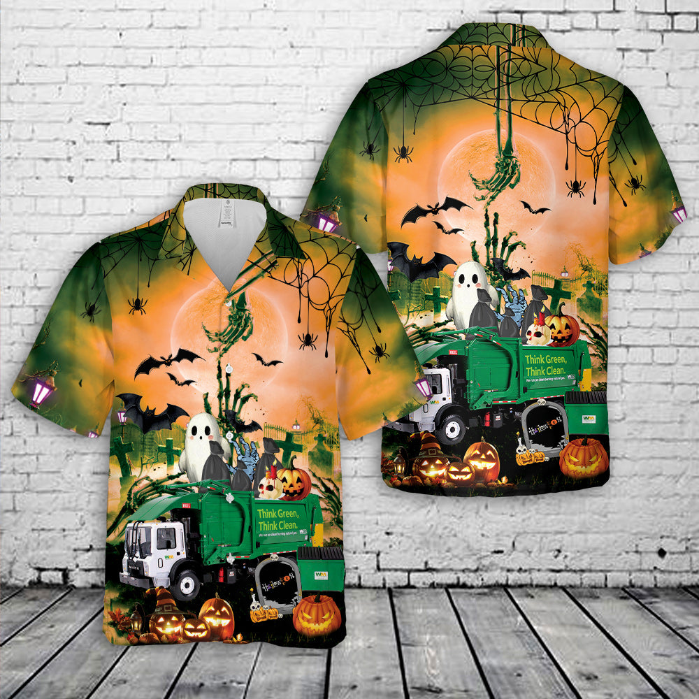 Waste Management Truck Halloween Hawaiian Shirt