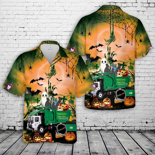 Waste Management Truck Halloween Hawaiian Shirt