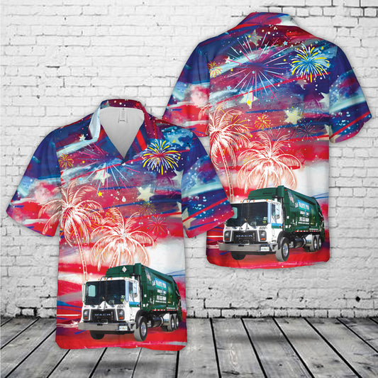 Waste Pro Mack MRU, 4th Of July Hawaiian Shirt