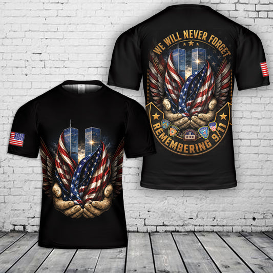 We Will Never Forget Remembering 9 11 Firefighter 3D T-Shirt