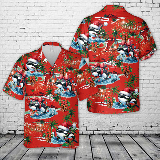 Whale Orca Christmas Hawaiian Shirt