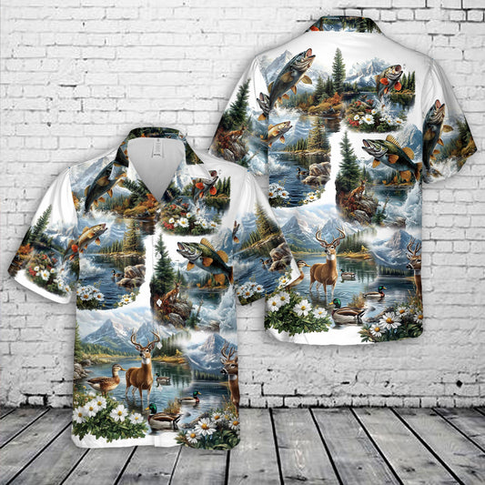 Wildlife Hunt and Fish Hawaiian Shirt