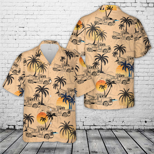 Wrecker Tow Truck Silhouette Hawaiian Shirt