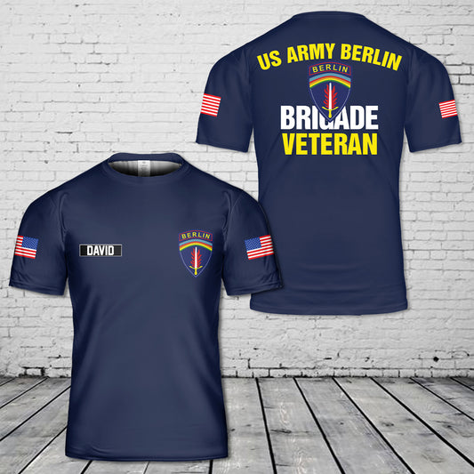 Custom Name US Army Berlin Brigade Veteran 3D T-Shirt