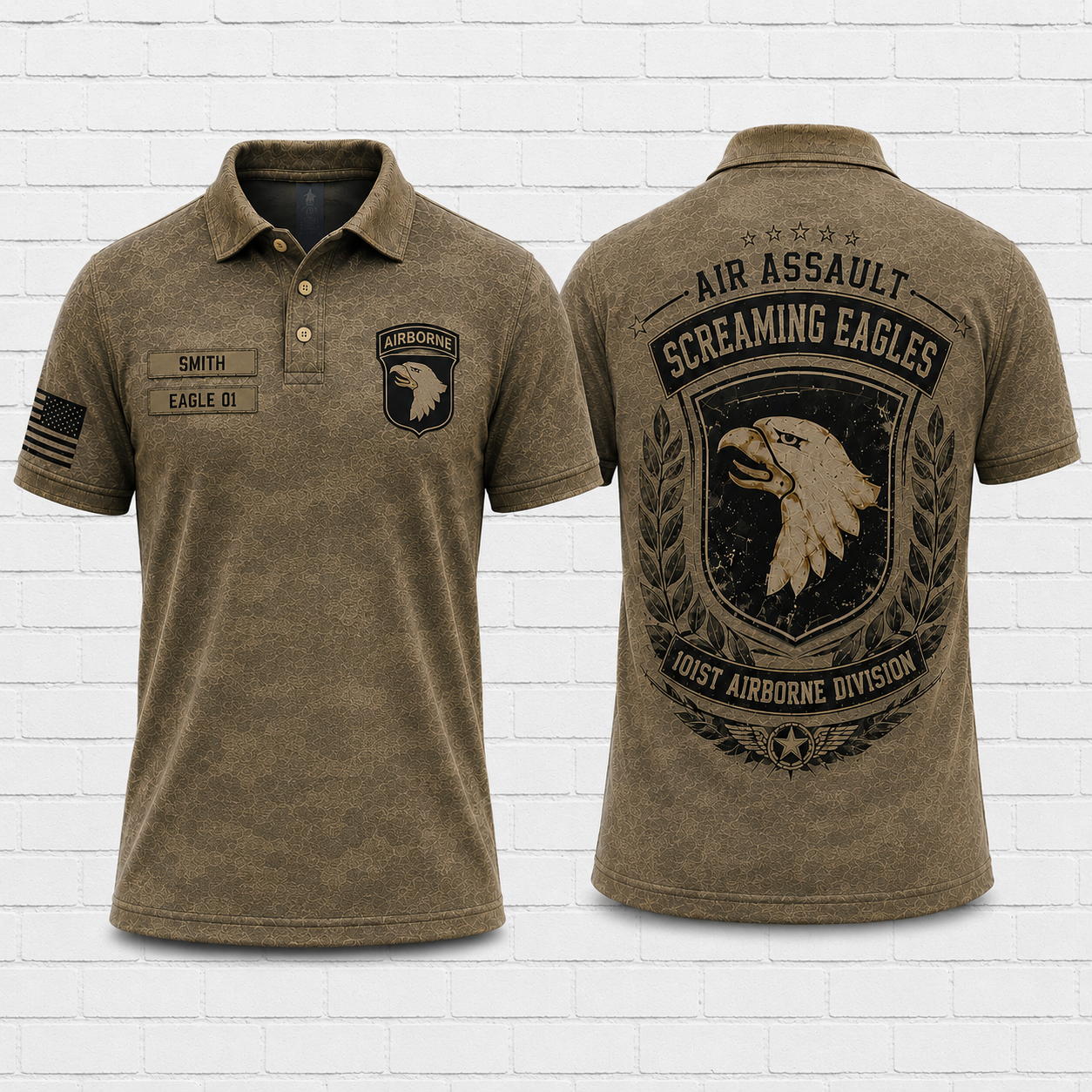 Custom 101st Airborne Air Assault Screaming Eagles Veteran Polo Shirt