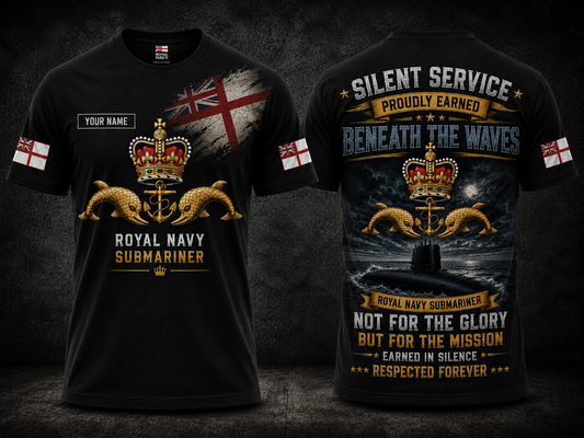Royal Navy Submariner Elite Silent Service Custom Name 3D T-Shirt