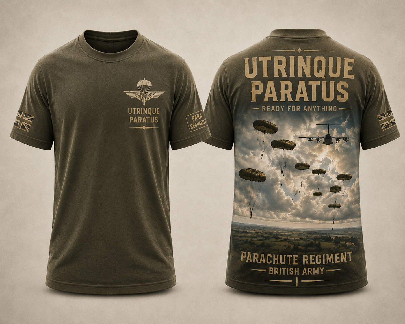 Parachute Regiment Utrinque Paratus Shirt Ready For Anything UK Tee