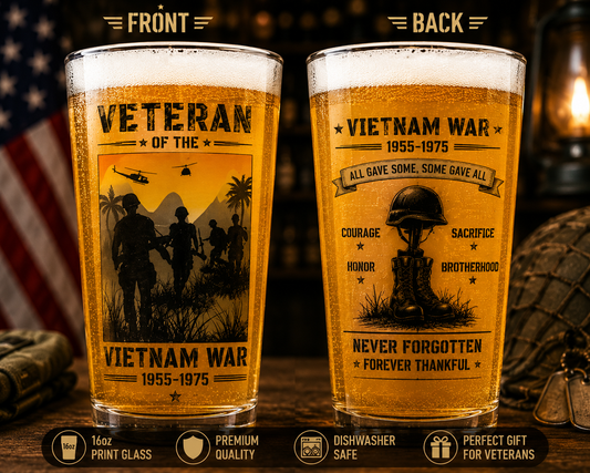 Vietnam War Veteran 1955-1975 16oz Pint Beer Glass