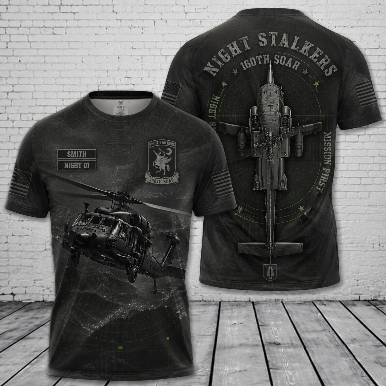 160th SOAR Night Stalker Elite 3D T-Shirt Custom Name Military Aviation Tee