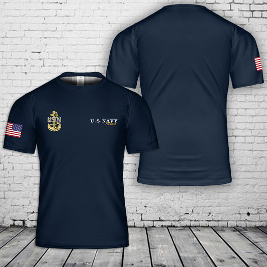 US Navy Retired Chief 3D T-Shirt