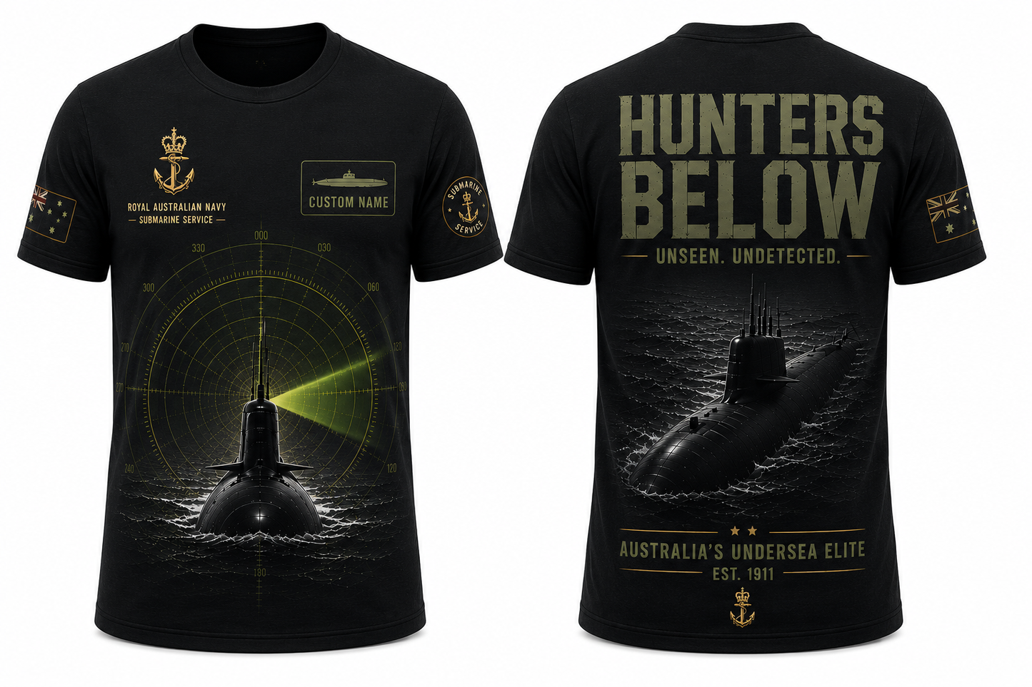 Royal Australian Navy Hunters Below Submarine 3D T-Shirt