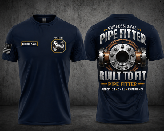 Custom Name Professional Pipe Fitter Built To Fit 3D T-Shirt
