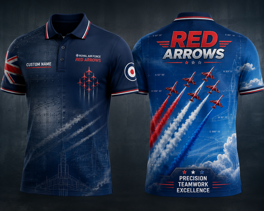 Custom Name RAF Red Arrows Aerobatic Team Polo Shirt