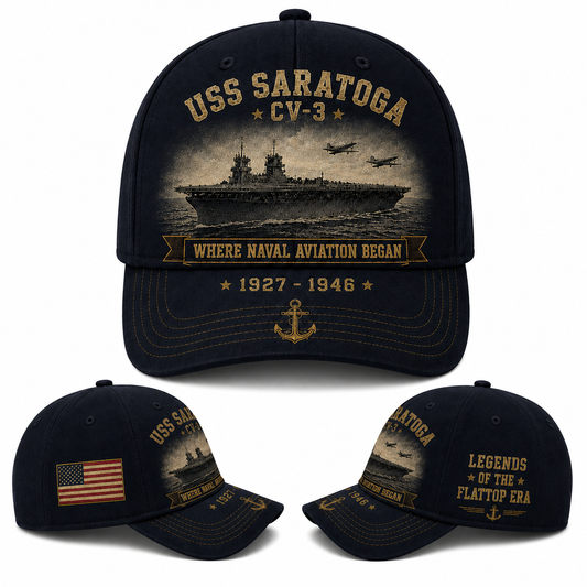 USS Saratoga CV-3 Naval Heritage Baseball Cap Vintage Military Style Hat