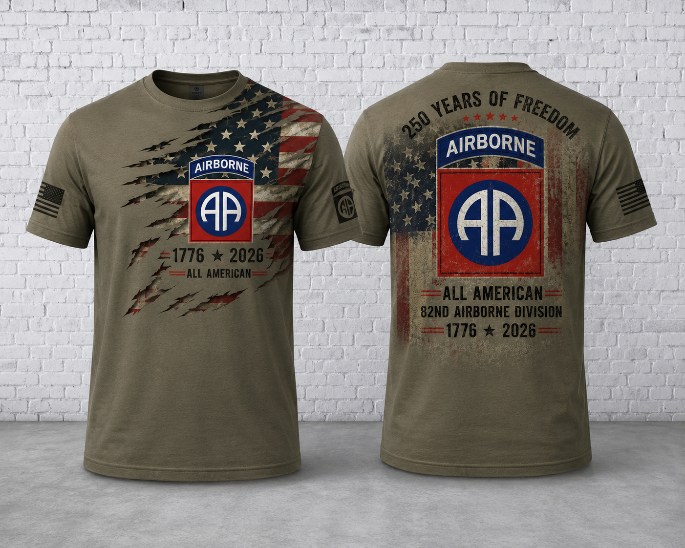 82nd Airborne Division All American 250 3D T-Shirt 1776-2026 Veteran Shirt