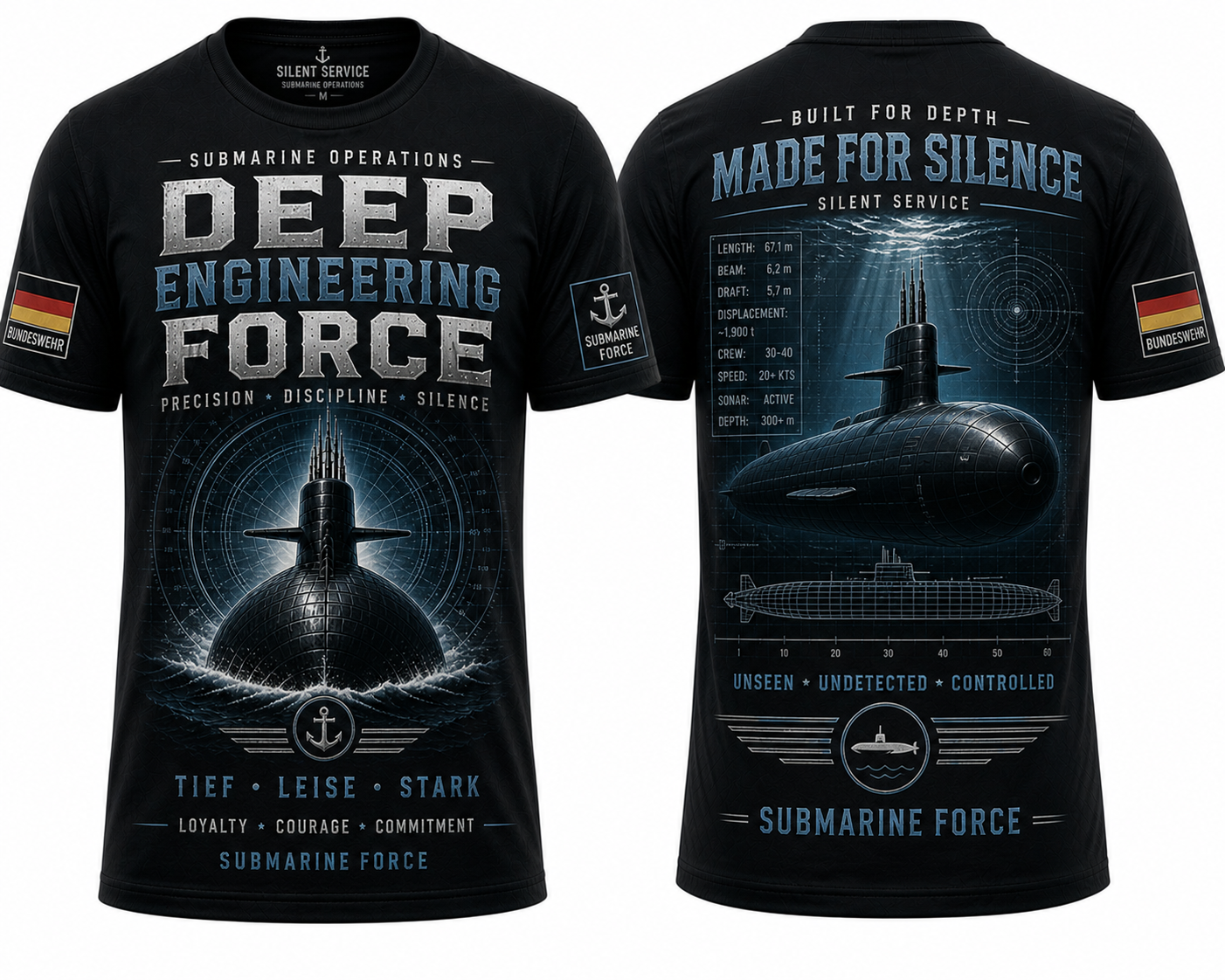 Germany Submarine Deep Engineering Force T-Shirt Precision Naval Operations Premium EU Style