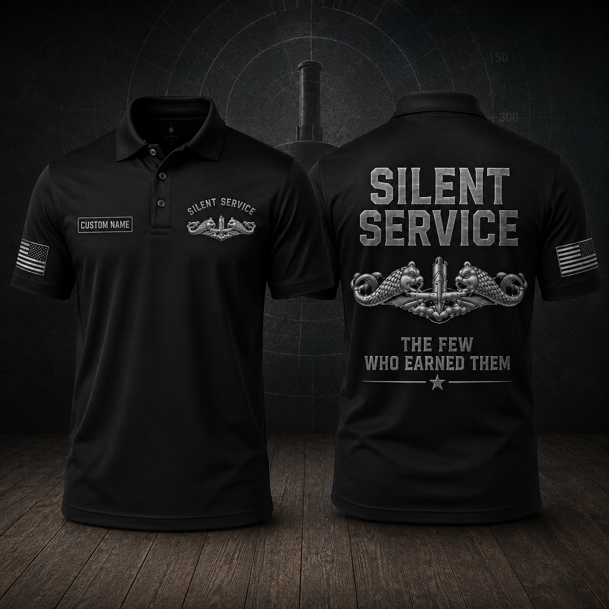 Custom Name Silent Service U.S. Submarine Force Polo Shirt - The Few Who Earned Them