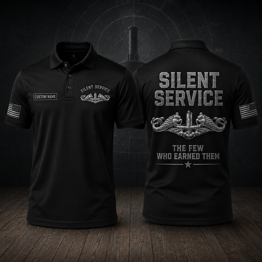 Custom Name Silent Service U.S. Submarine Force Polo Shirt - The Few Who Earned Them