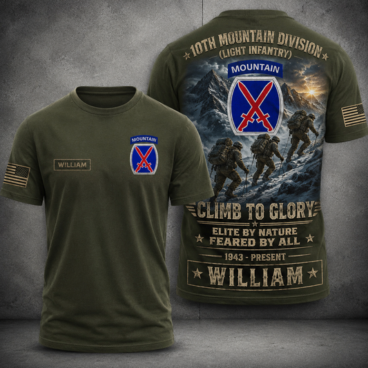 10th Mountain Division Climb To Glory Shirt Military Veteran Custom Tee