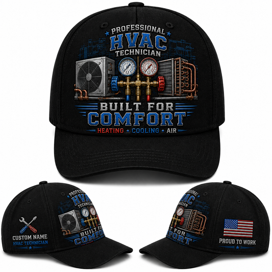 Custom Name Professional HVAC Technician Built For Comfort Baseball Cap