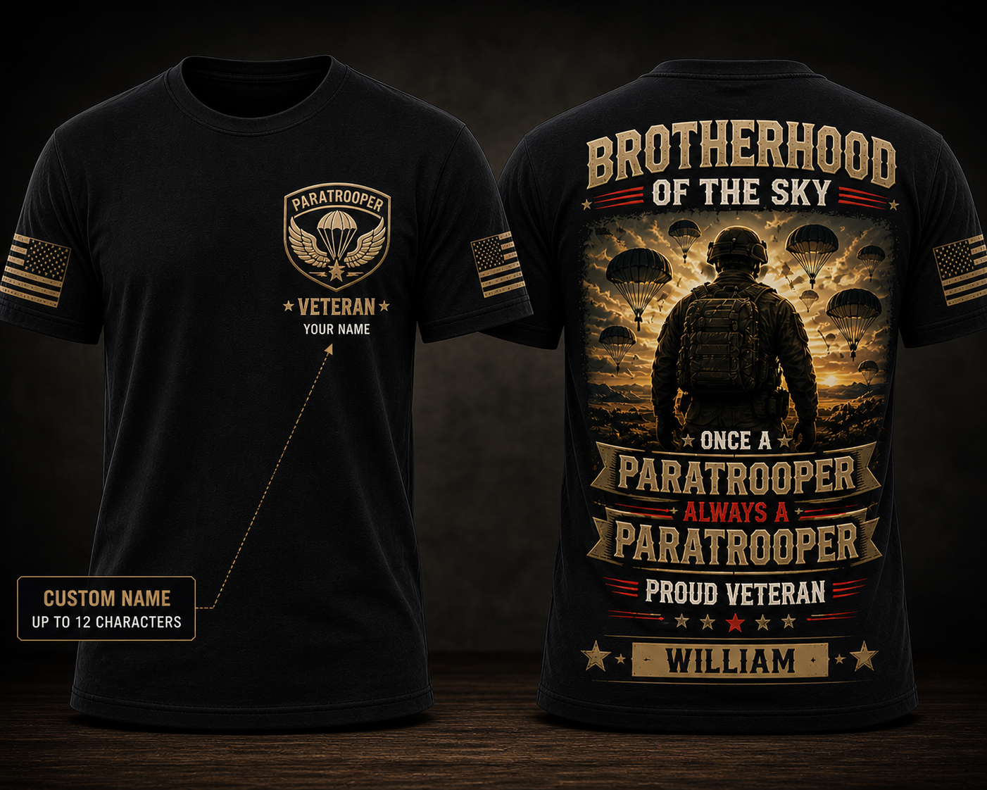 Brotherhood Of The Sky Paratrooper Veteran Shirt Custom Name